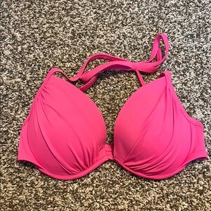 Hot Pink Triangle Bikini Top with Braided Straps